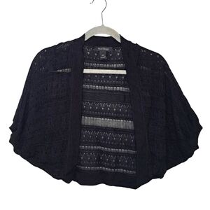 White House Black Market Black Cropped Bolero Open Front Shrug Size XS